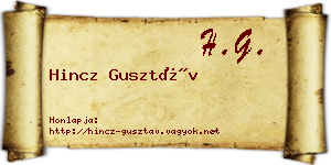 Hincz Gusztáv névjegykártya